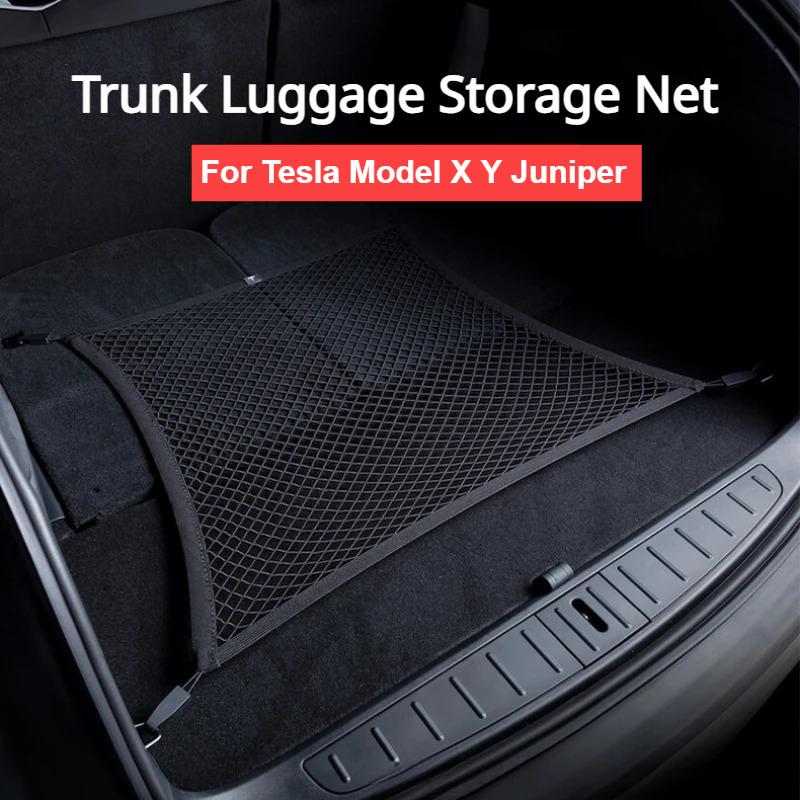 Сетчатый органайзер для багажника автомобиля для Tesla Model X Model Y Juniper, сетка для хранения, задняя сетка, эластичный карман для багажа, крючки, сетчатые аксессуары