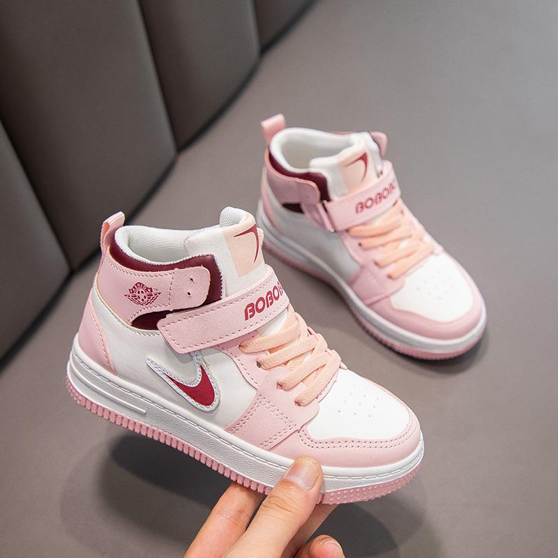 Обувь для девочек осенняя мягкая подошва высокие кроссовки для серфинга, детская мода детская нескользящая спортивная обувь баскетбольная обувь