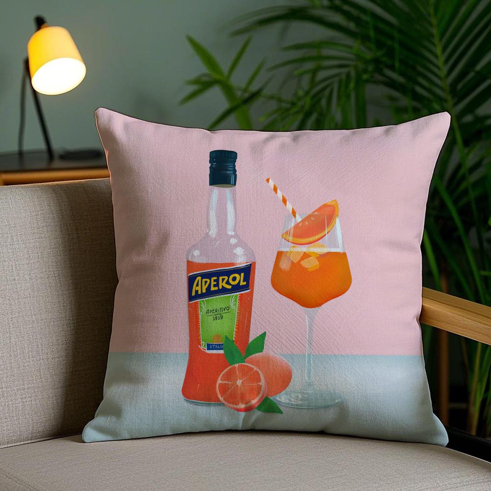 Классический чехол на подушку Aperol Spritz Мягкий короткий плюш Двусторонний принт Декор для дома Машинная стирка Наволочка Подарок