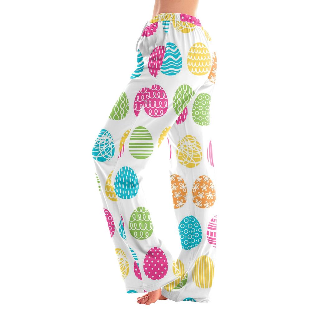 Женские пижамные штаны, одежда для сна, повседневные брюки с эластичной резинкой на талии, удобные прямые свободные брюки для йоги