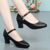 Autumn Women Fashion Sweet Comfort Buckle Strap Square Heel Pumps Casual Black Leather Office High Heel Shoes