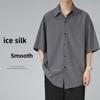 Мужская летняя свободная рубашка Ice Silk с коротким рукавом в корейском и гонконгском стиле