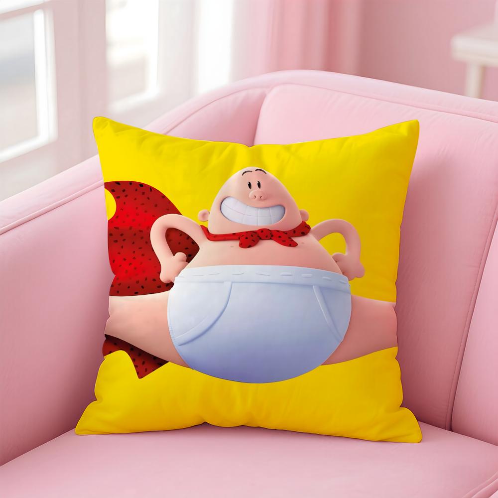 Funny American Cartoon CCaptain Underpants Cushion Cover Pillow Case Soft Skin Friendly Fabric Concealed Zipper