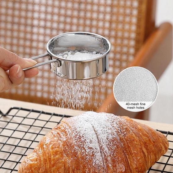 Small Stainless Steel Flour Sifter Fine Mesh Sieve for Cocoa Powder Handheld Sugar Egg Liquid Filter for Home Kitchen Baking