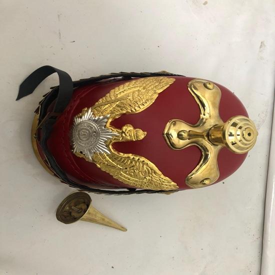 Красный немецкий прусский шлем Пикельхаубе, Имперский офицерский шлем с шипом, Носимый для взрослых, Подарок