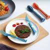 3 шт./компл. 3 в 1, дорожный складной набор столовых приборов, японский стиль, пластиковый резак, вилка, ложка, набор студенческой посуды, домашний школьный лагерь, кухонная посуда