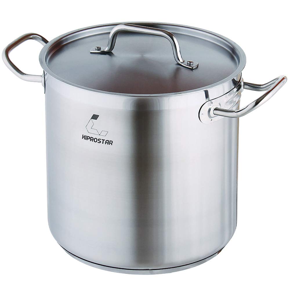 IH Compatible Stainless Steel Pot 24cm Full of Water 11L 3 Layer Bottom Structure KIPROSTAR Commercial Use Two Hands Deep Type Dishwasher Safe (with