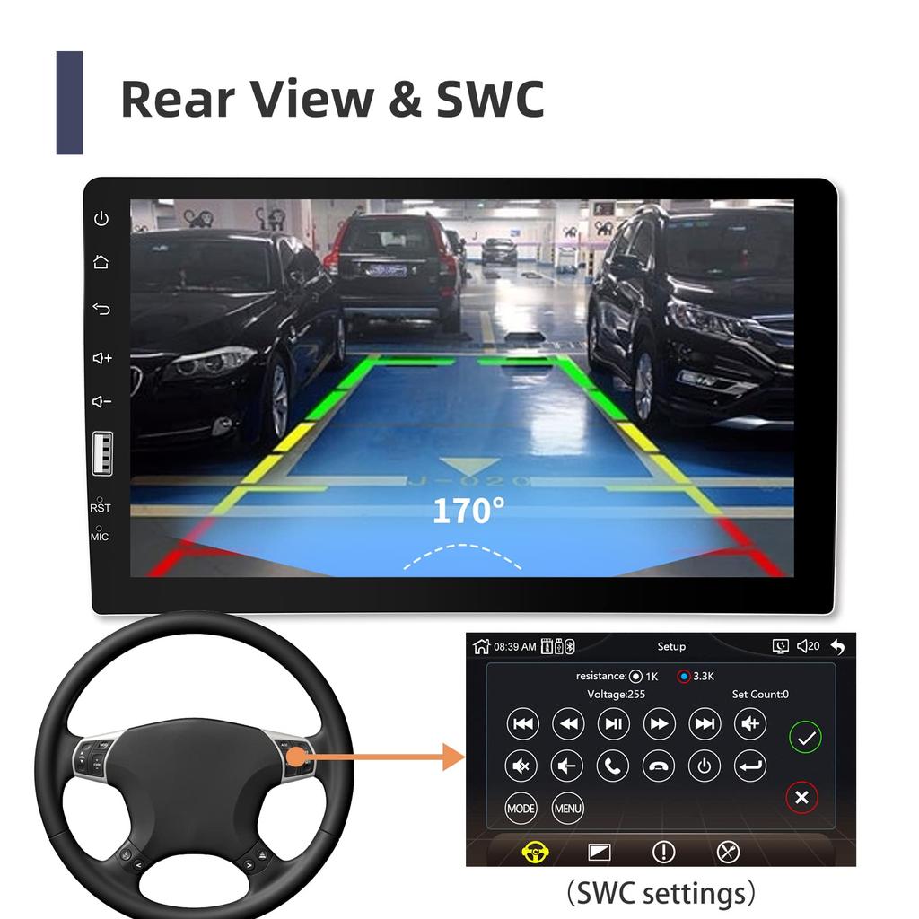 Hodozzy 9-дюймовая однодиновая автомобильная стереосистема CarPlay с сенсорным экраном, автомобильное радио, Bluetooth FMAM аудиоприемник, iOS/Android Mirror Link, USB автомобильная мультимедиа