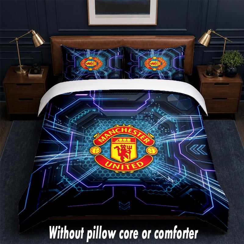 Дизайн Manchester United Постельное белье 1 пододеяльник + 2 наволочки Мягкое дышащее домашнее постельное белье