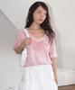 NOFFICIALNOFFICE Flower Deco Ribbon Top Pink