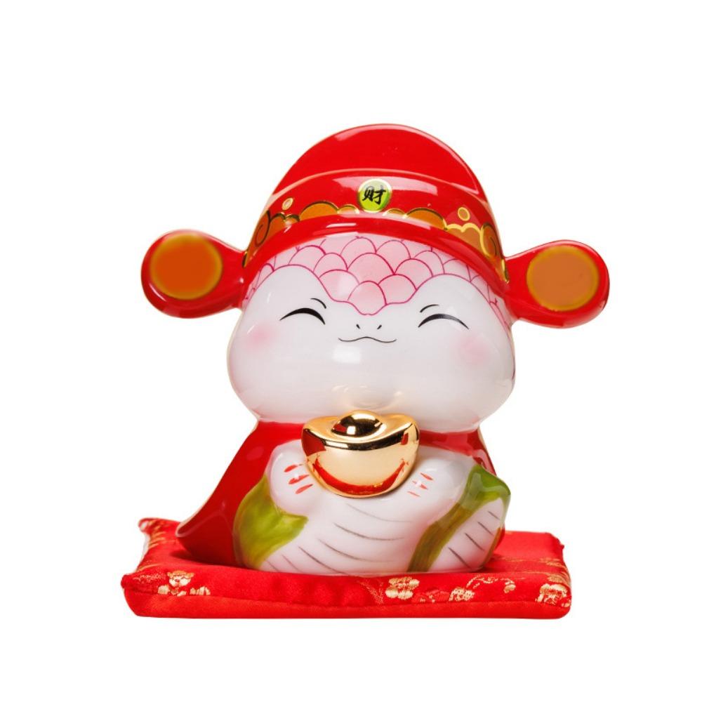 Creative Zodiac Snake Statue Cute Ceramic Piggy Bank Desktop Ornaments  God of Wealth Decoration