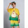 Summer Men's Set Anime Cartoon Chicken Printed Men's T-shirt and Shorts 2 Piece Set Summer Casual Outdoor Men's and Women's Outfit
