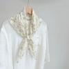 Spring And Summer 100% Linen Floral Thin Neck Scarves Square Scarf Neckerchief 70*70cm Office Hijab Headband Female Foulard