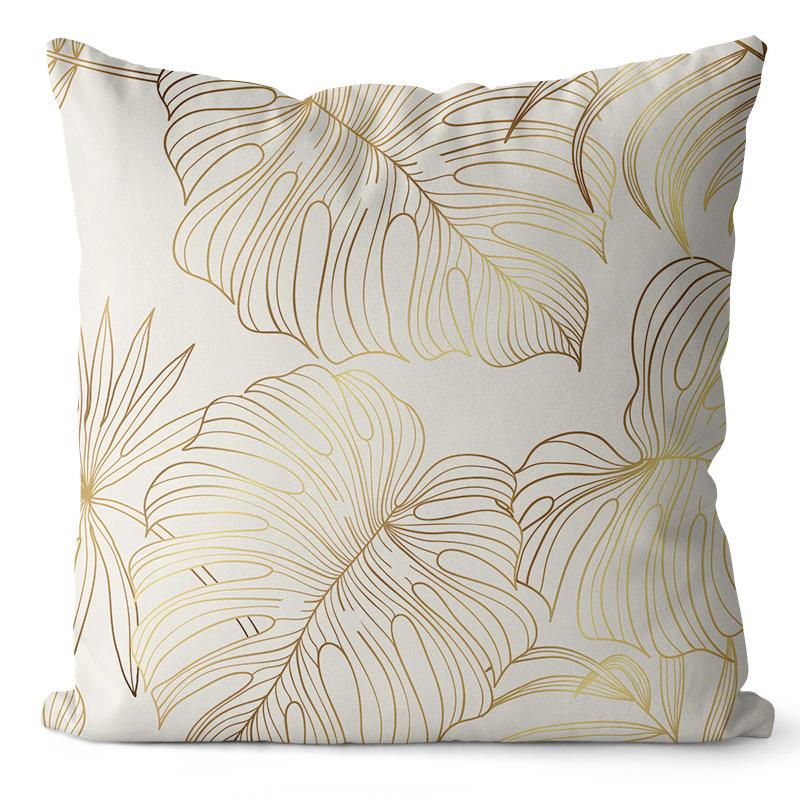Golden Ginkgo Leaf Peach Skin Velvet Pillow Cover Leaf Print Home Pillow Cover Living Room Cushion Cover