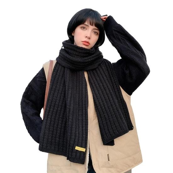 Women Scarf Thickened Warm Solid Color Scarf Autumn Winter Versatile Comfortable Knitting Long Scarf Fashion Accessory