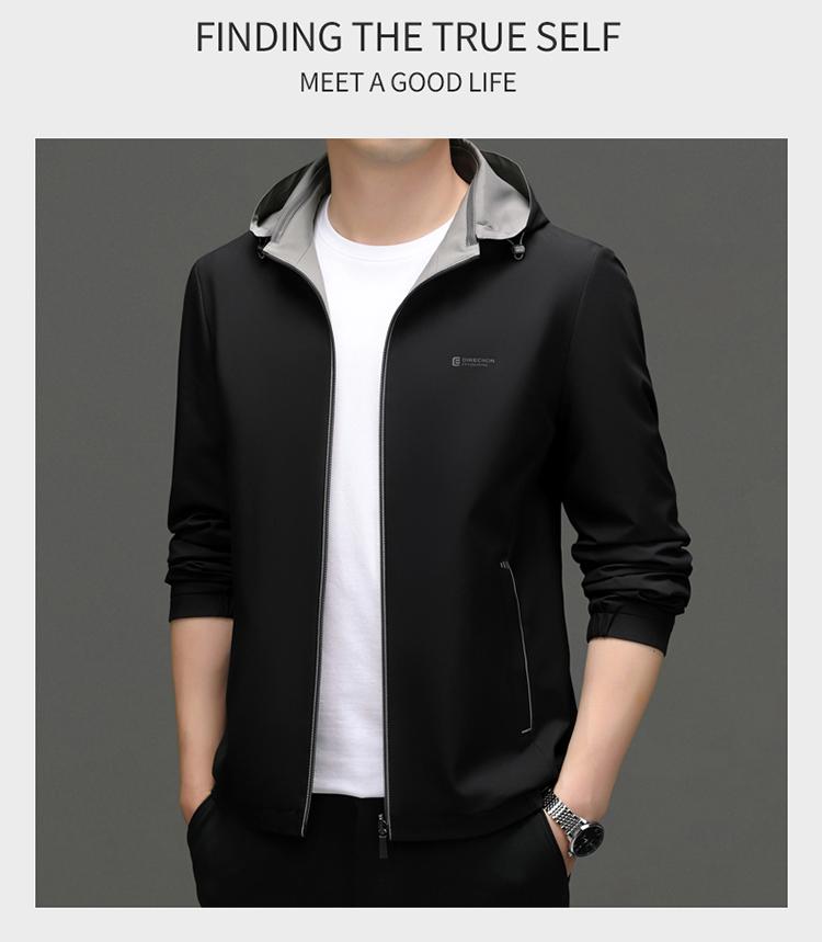 Pierre Cardin 2025 Men's Reversible Hooded Casual Jacket - Autumn Fashion for Middle-Aged Men