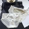 Ladies Spring and Summer Comfortable Sexy Ice Silk Mesh Lace Color Hollow Low Waist Underwear