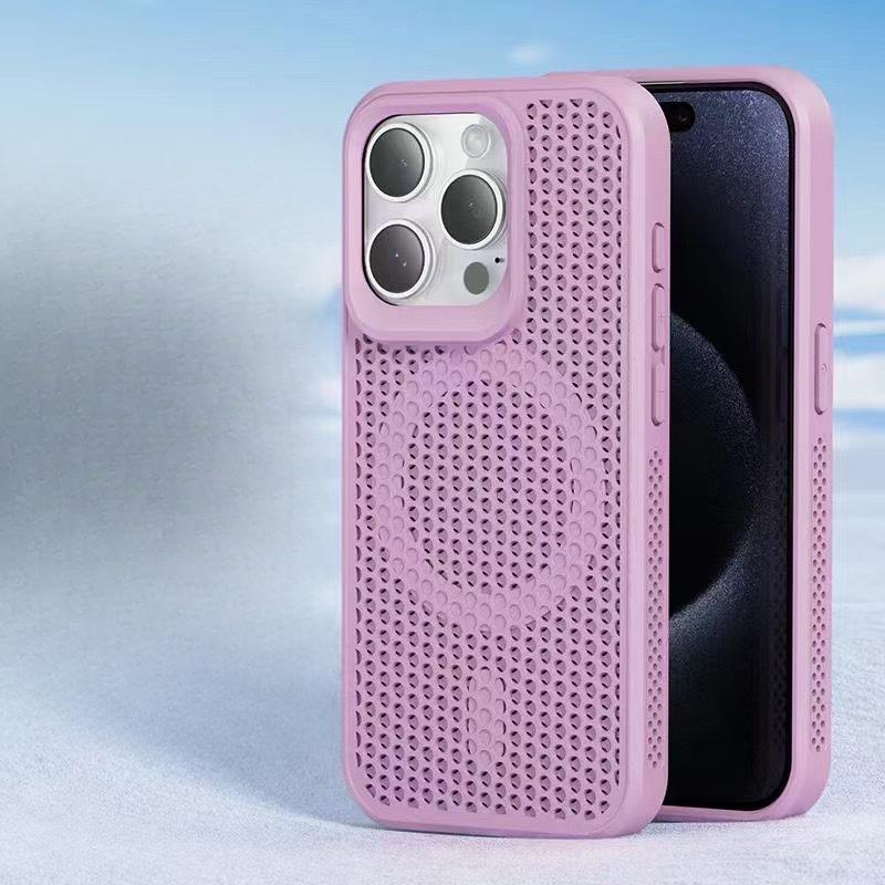 Простая сотовая сетка подходит для чехла для телефона iPhone 15. 13 Дышащий и теплоотводящий 14 Магнитная зарядка Жесткий чехол
