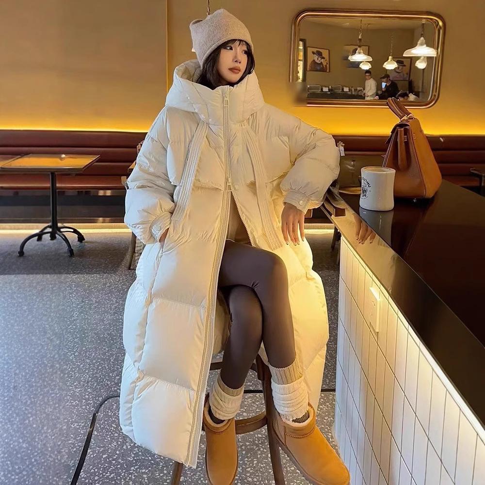 Женское зимнее утолщенное хлопковое пальто, женское новое длинное хлопковое пальто выше колена, свободное пальто в корейском стиле, хлопковая куртка