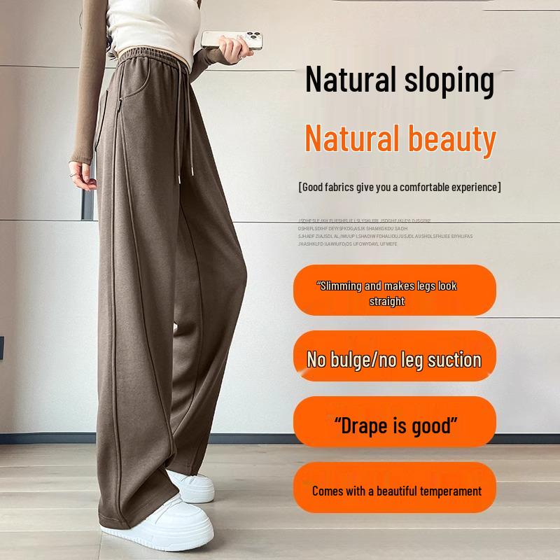 Женские спортивные штаны с флисовой подкладкой 2024: Драпировка, Узкий, Прямой слим, и Широкие брюки для Весны и Осени