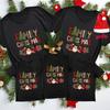 Merry Christmas Outfits Family Xmas Crew 2024 Print Matching Outfits Short Sleeve Family Tees Shirt with Christmas Hat Gift