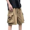 Мужские шорты-карго с эластичной талией, регулируемые на шнурке, широкие шорты с карманами, однотонные, свободного кроя, повседневные шорты