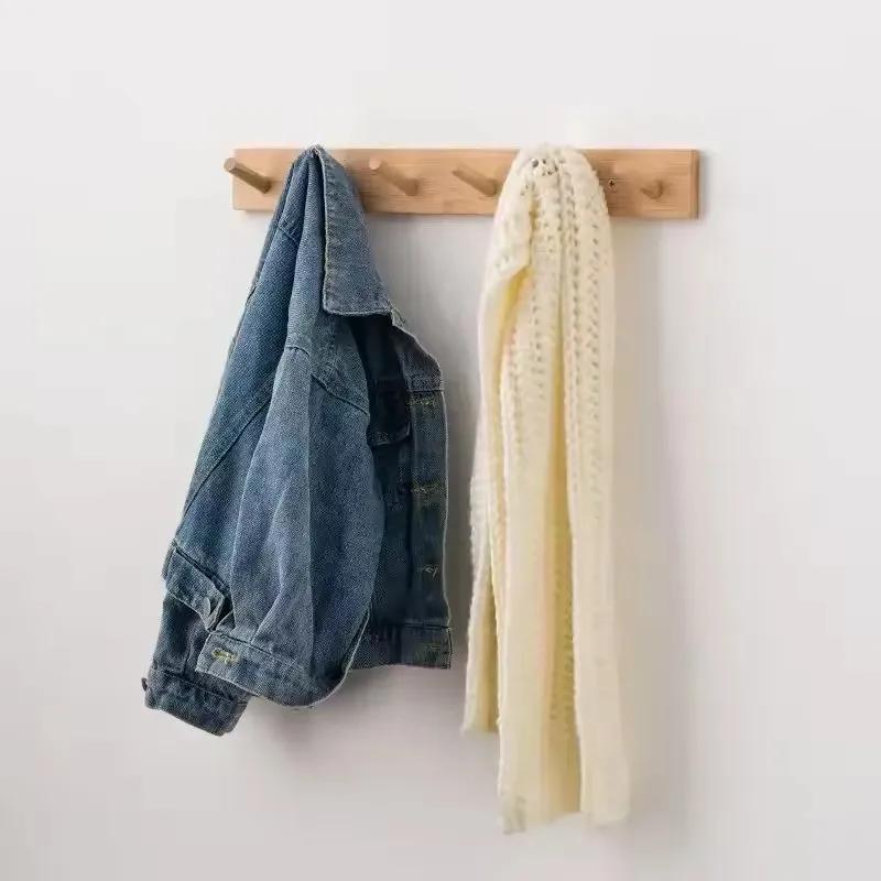 Wall Mounted Hanger Room Hooks Key Hallway Storage Holders Practical Decoration Nordic Bamboo Door Clothes Hats Robe Back Rack
