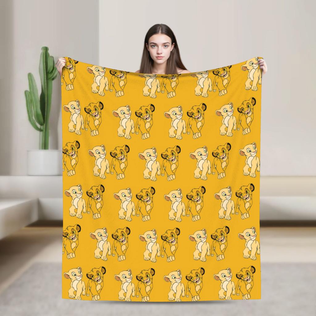 Lion King Blanket Funny Cartoon Simba Fleece Funny Warm Throw Blankets for Home Autumn/Winter