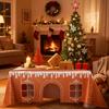 Gingerbread House Christmas Tablecloth Reusable Rectangle Table Cover with Playful Cut-Out Windows Holiday Playhouse Table Tent for Kitchen