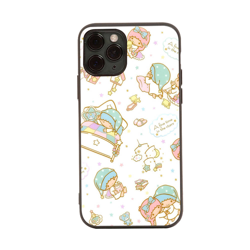 Чехол для iPhone 16 15 Plus 14 13 12 11 Pro 8 7 6S 6 SE 5S X XR XS Max Realme C30 C33 C31 9I Black Sofe Cover LI16 Little Twin Stars