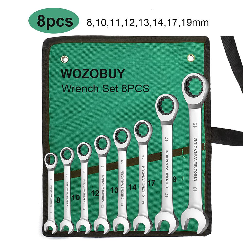 Key Ratchet Wrench Set 72 Tooth Gear Ring Torque Socket Wrench Set Metric Combination Ratchet Spanners Set Car Repair Tools