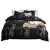 Комплект из 3 предметов из полиэстера с мраморным рисунком, пододеяльник, наволочка, комплект постельного белья, двуспальный размер ЕС (черный)