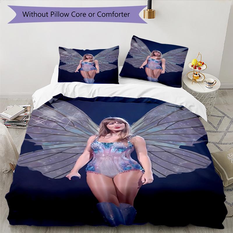 3pcs Taylor Swift pattern bedding set duvet cover set includes duvet cover &pillowcases, perfect all season bedroom decoration & gift
