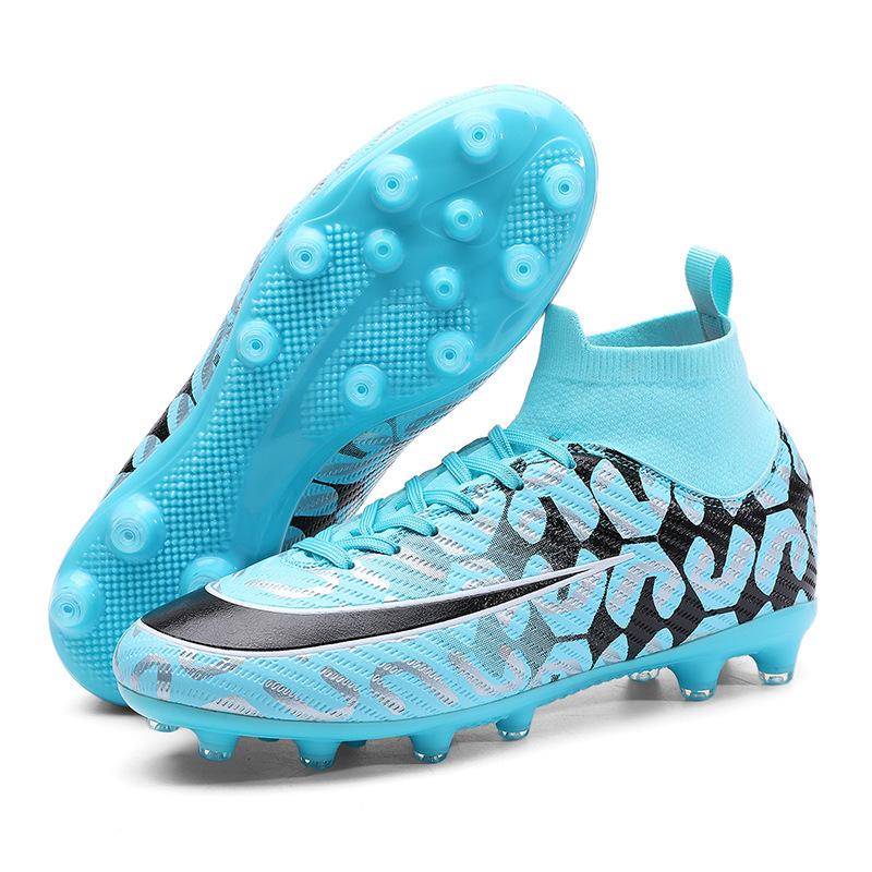 Large Size Football Shoes Men's High Top Teen Students TF Shredded Nails AG Spikes Competition Training Football Shoes
