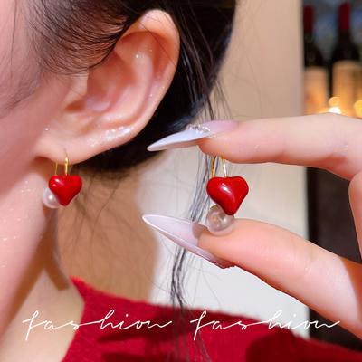 Серьги-гвоздики Ankara Red Love Pearl Изысканный и Маленький Дизайн Серьги