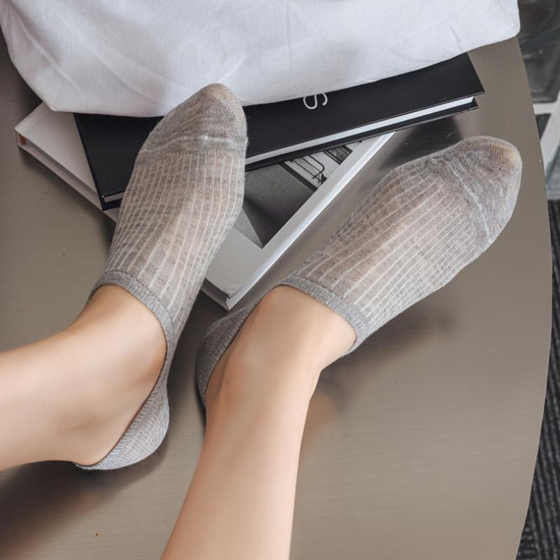 Женские полосатые носки-лодочки, однотонные носки в стиле ретро, женские дышащие невидимые носки, 1/4 ПАРЫ