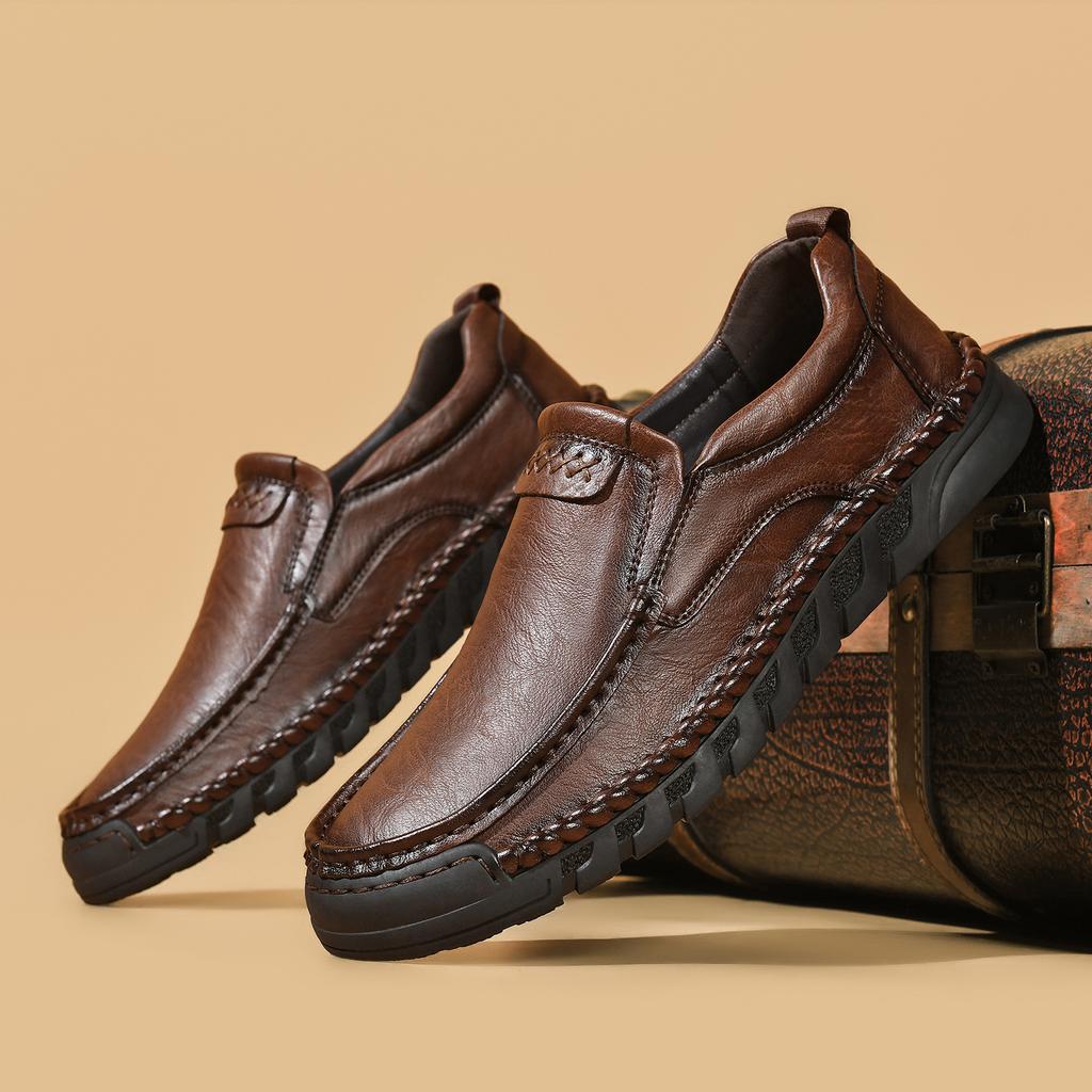 Fashion Genuine Leather Loafers for Men Comfortable Casual Shoes Breathable Male Driving Footwear Moccasin Non-Slip Walking Hiking Shoes