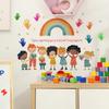 School Season English Slogan Rainbow Handprints Bedroom Living Room Home Background Beautification Decoration Wall Stickers