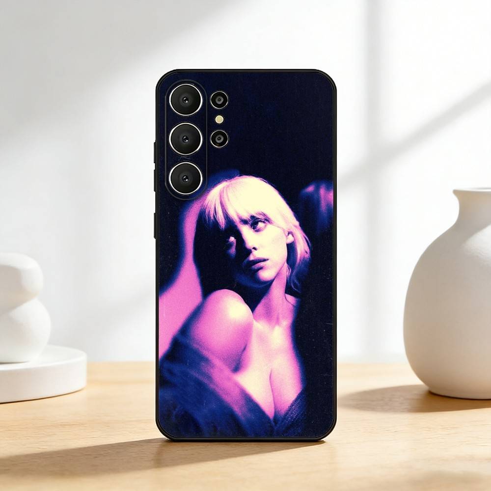 Милый Чехол для Телефона с Изображением Певицы Билли Айлиш (B-Billie Eilish) Для Samsung S26,S25,S24,S21,S22,S23,S30,Ultra,S20,FE,Lite,10,9,Черный Чехол