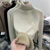 Fashion Thick Velvet Knitted Sweater for Women Autumn and Winter Solid Base Turtleneck Sweaters Women Elegant Slim Fit Plush Warm Casual Jumpers 25239