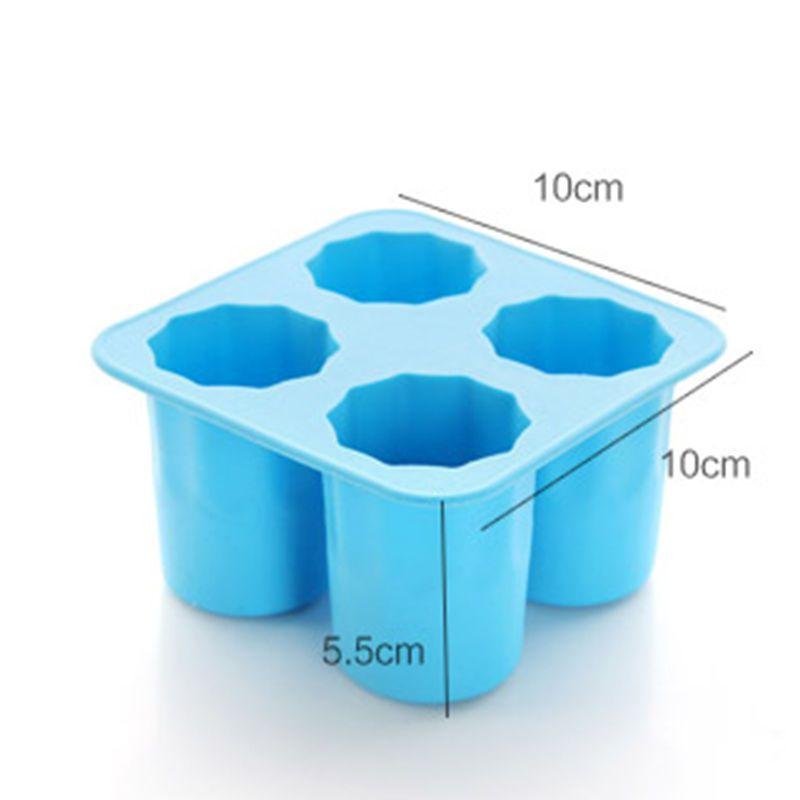 Durable 4-cup Ice Cube Shot Silicone Shooters Glass Freeze Molds Tray For Parties