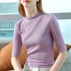 Футболка с рукавом до локтя для женщин, полувысокая горловина, новинка ранней осени, женский топ, футболка-основа с воротником средней высоты для женщин