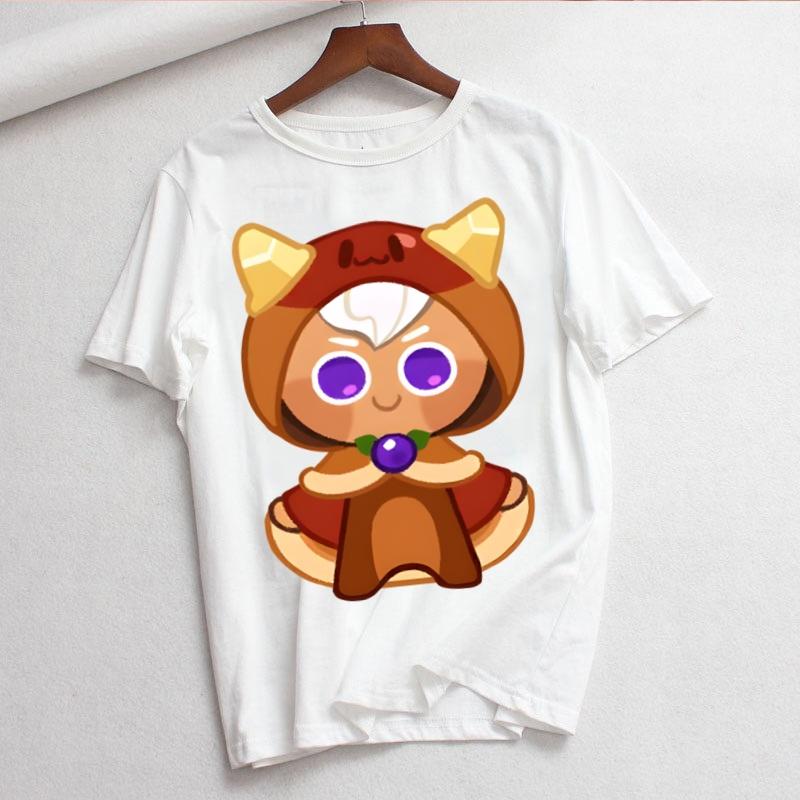 Shadow Milk Cookie Run Kingdom Чисто-ванильный печенье Принт Женская футболка Женская Повседневная с круглым вырезом Рубашка с коротким рукавом Женская