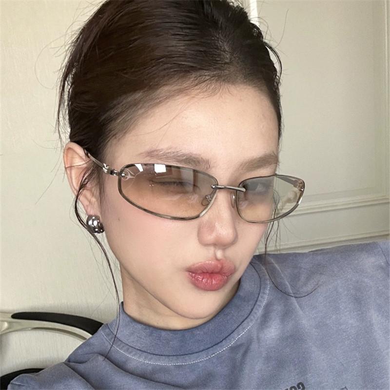 Ретро Солнцезащитные очки «Кошачий глаз» Y2K - Серебристый металлик, Высококлассный европейский и американский стиль