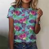 3D Printed Colorful Floral T Shirt For Women Plant Graphic T-Shirts Summer Harajuku Loose Tees Round Neck Tops Short Sleeves