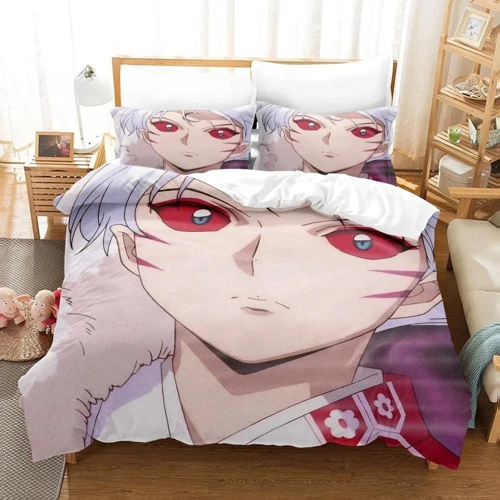 New Fashion Inuyasha Bedding Collection Single Twin Full Queen King Size Bed Collection Adult Kid Bedroom 3D Anime Bed Sheets And Pillowcases