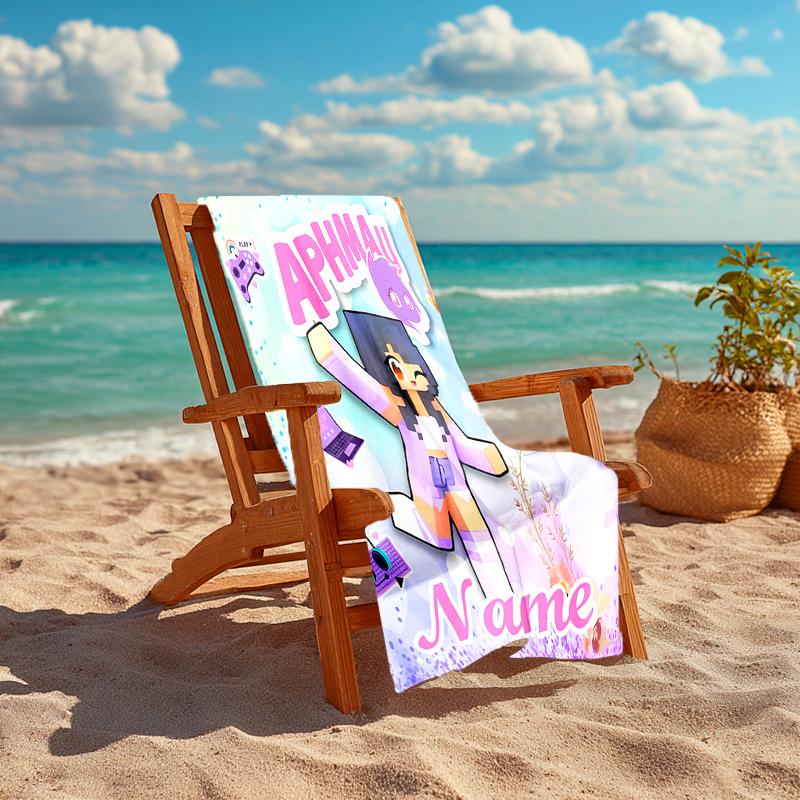 Personalized customized proof beach towel with Aphmau pattern - soft, absorbent, quick-drying, perfect swimming, camping&bathing