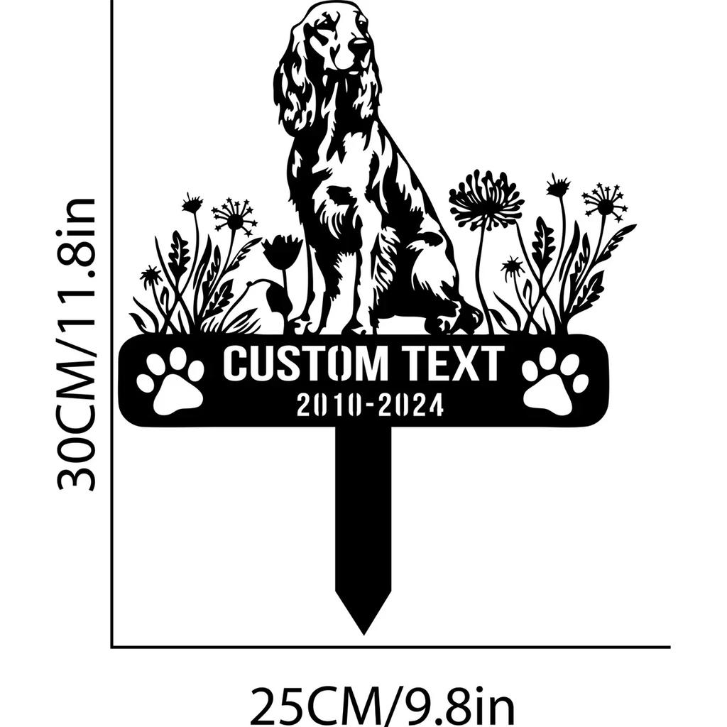 Unique Custom Metal Garden Art Dog Memorial Stake Personalized Pet Funeral Sign Outdoor Yard Decoration Irish Setter Lover