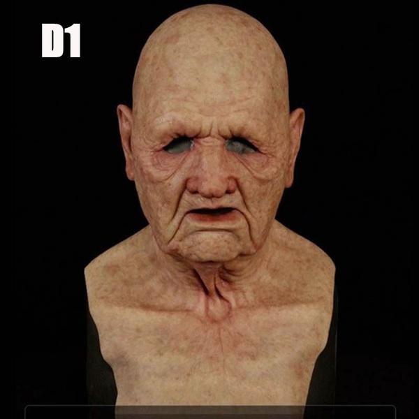 New Old Man Masks Halloween Cosplay Props Scary Horror Facepiece Unisex AdultJ