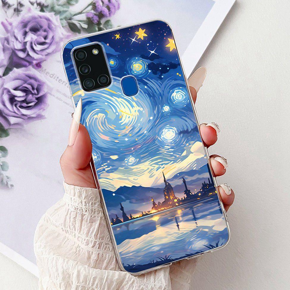 Для Samsung A21s Чехол Прозрачный Модный Роскошный Милый Расписная Задняя Крышка Для Samsung Galaxy A21s Чехол для Телефона A217F A217M A217N